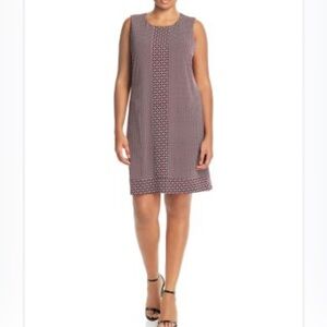 Michael Kors Tile Dot Sleeveless Border Dress Bone/Garnet